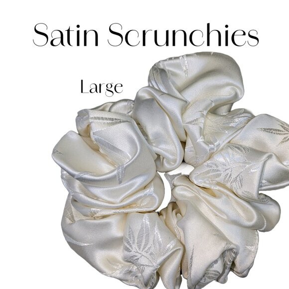 Large white satin scrunchie for weddings, special occasions, everyday use - Picture 3 of 5
